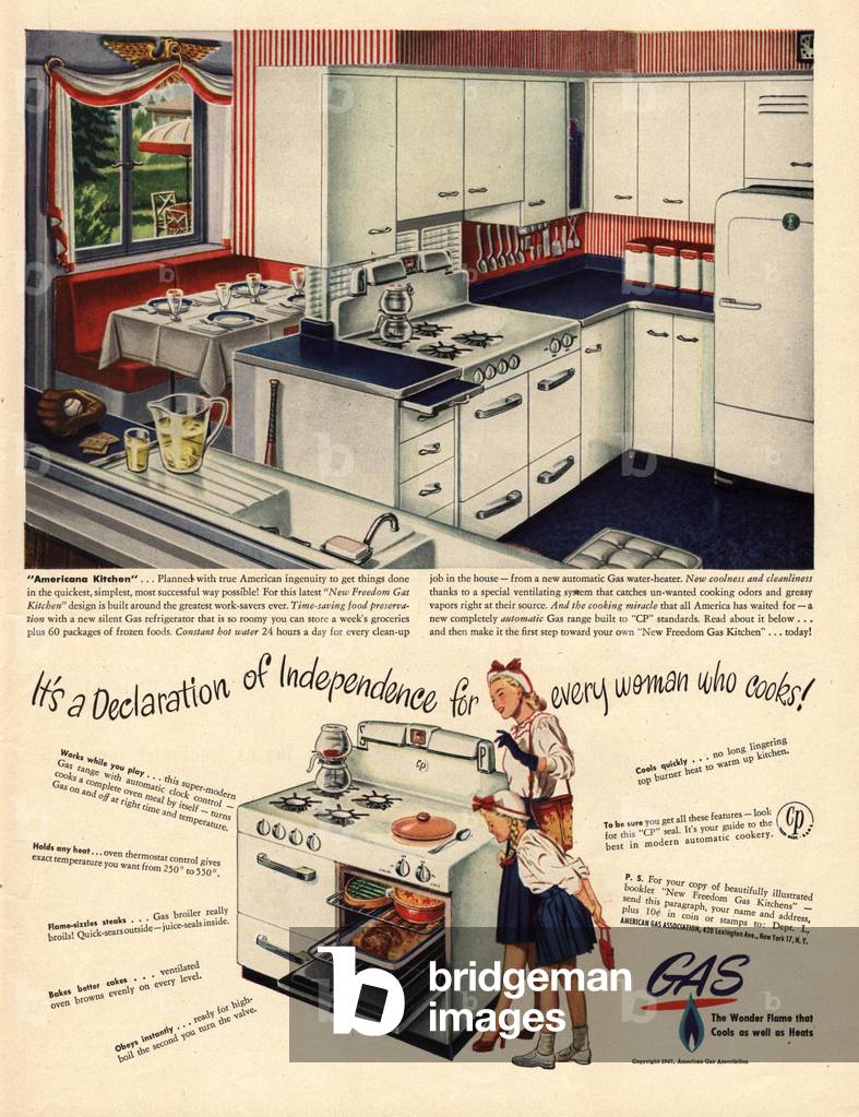 gas kitchens interiors, 1940s (print)