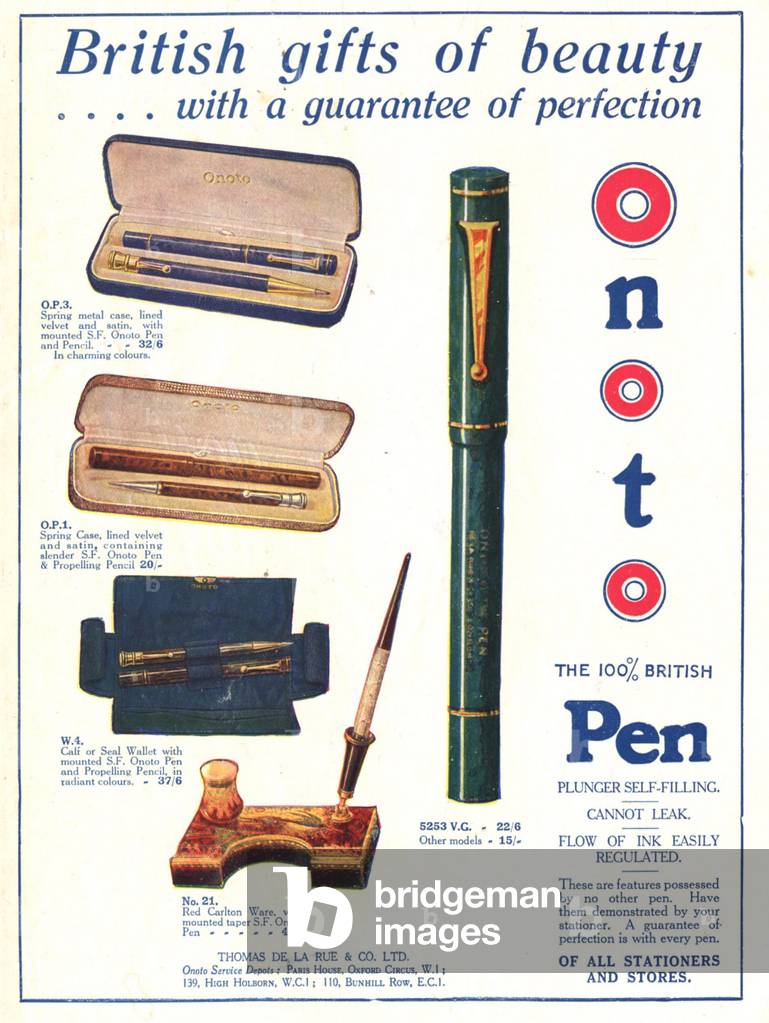 Onoto Pens Magazine, advert, UK, 1930s