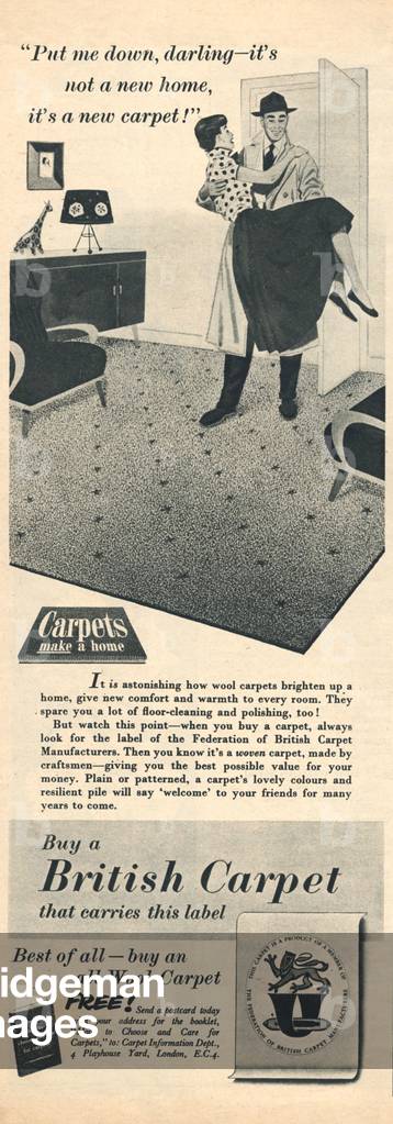 British Carpets Magazine, advert, UK, 1950s