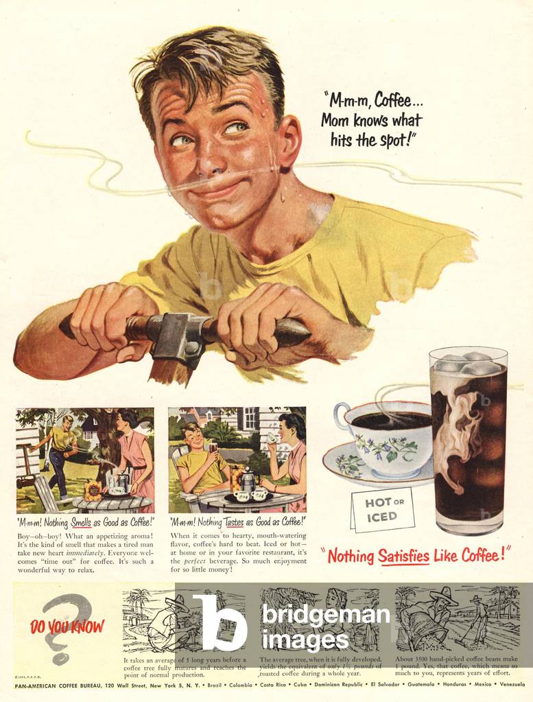 expressions coffee aroma smell, 1950s (print)