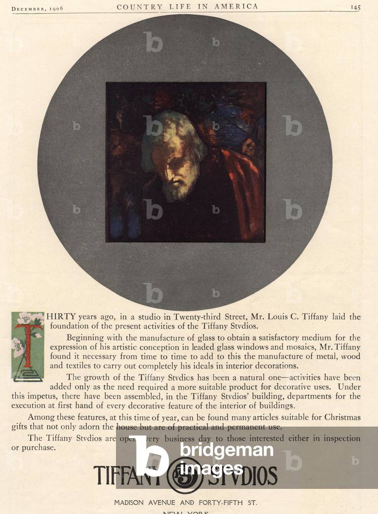 Tiffany Studios Magazine, advert, USA, 1900s