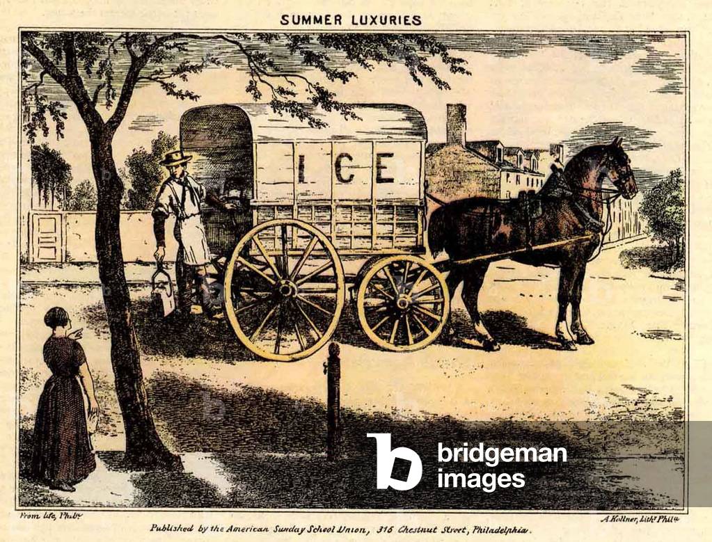 Ice Wagon Book Plate, USA, 1870s