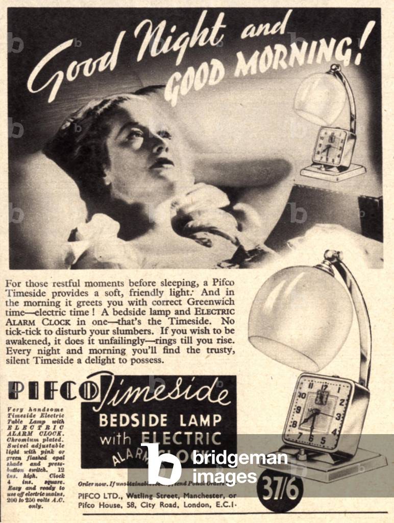 pifco lamps lighting, 1930s (print)