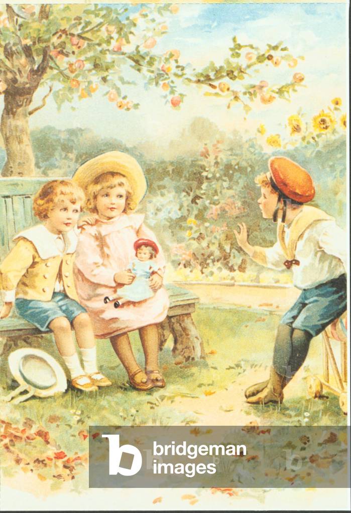 Children with Toys Magazine Plate, UK, 1880s