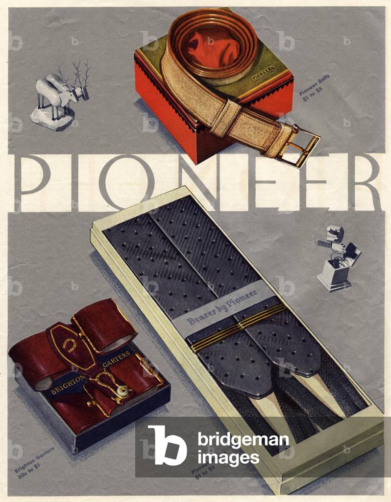 pioneer braces mens, 1950s (print)