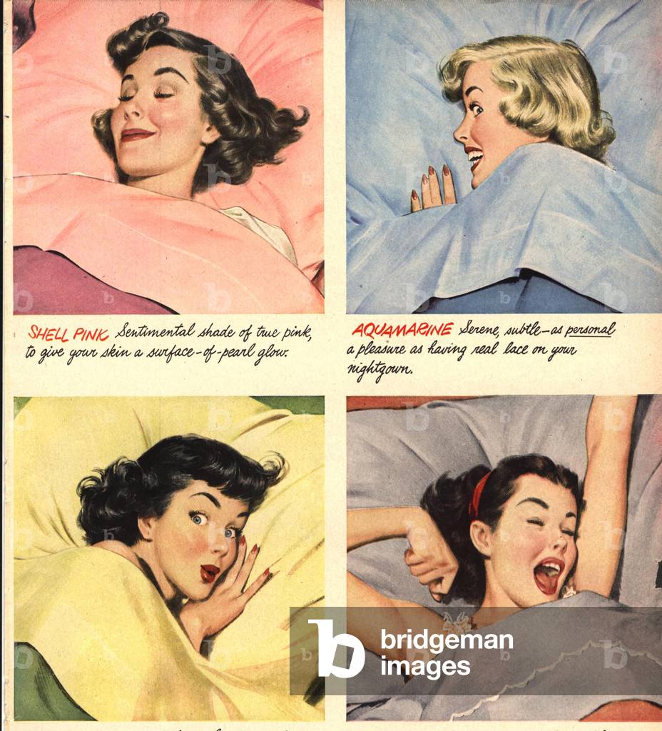 sleep sleeping expressions, 1950s (print)