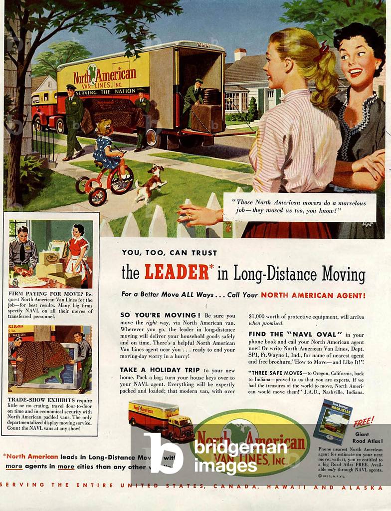 North American Van Lines Magazine Advert, USA, 1950s