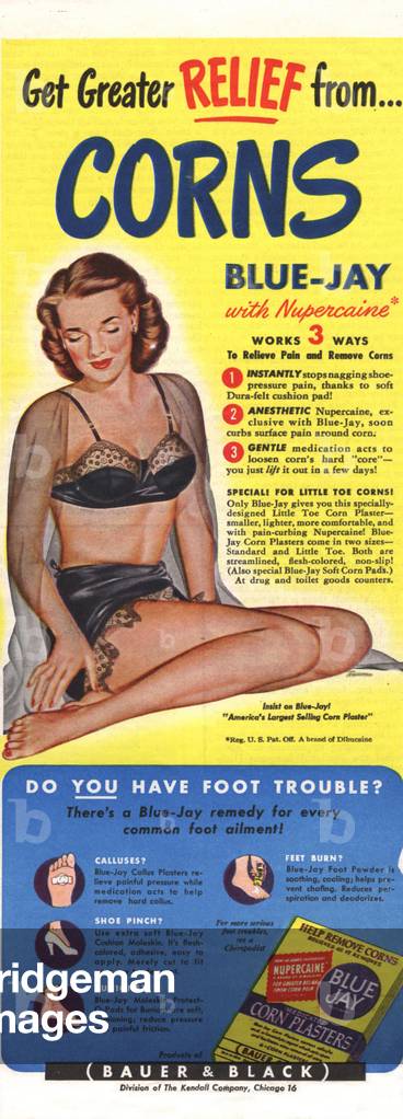 Blue-Jay for Corns Magazine, advert, USA, 1948