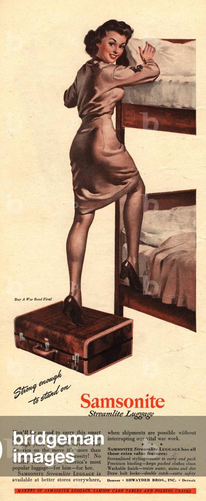 luggage samsonite suitcases, 1940s (print)
