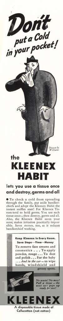 Kleenex ad, UK, 1930s (print)
