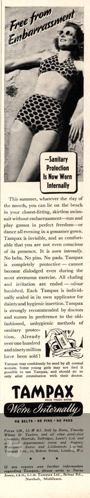 Tampax Magazine, advert, UK, 1930s