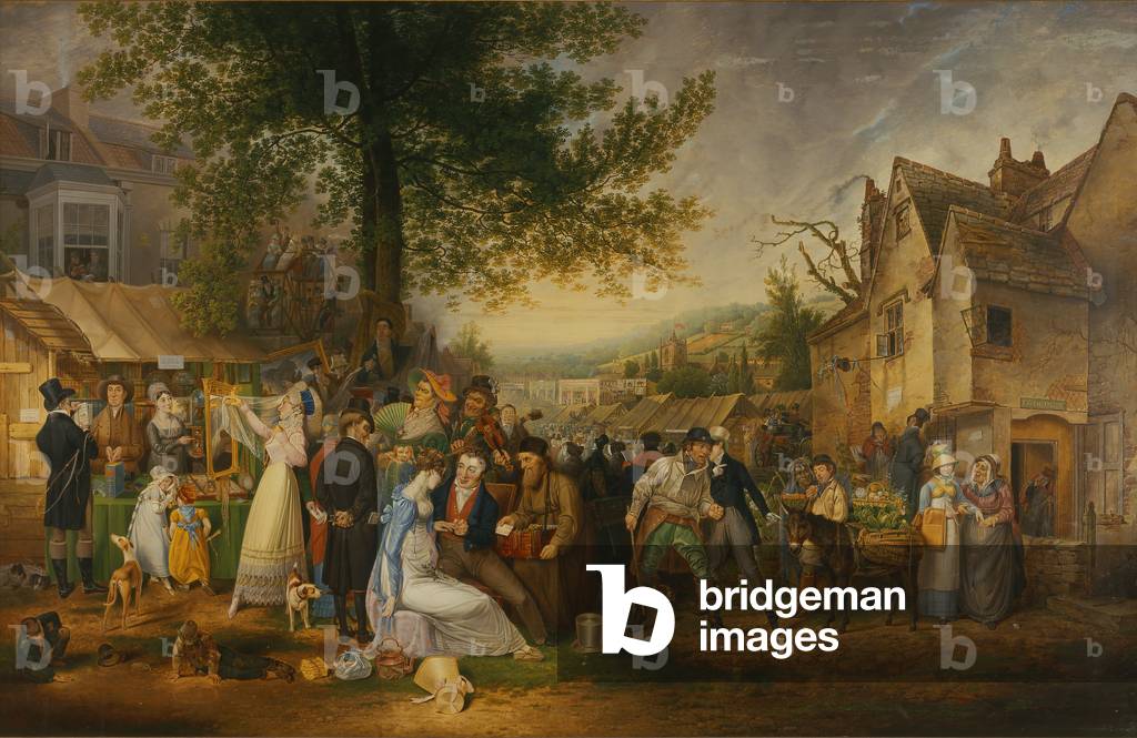 Bild von Gemälde "St. James's Fair", 1824 von Samuel Colman, b/w