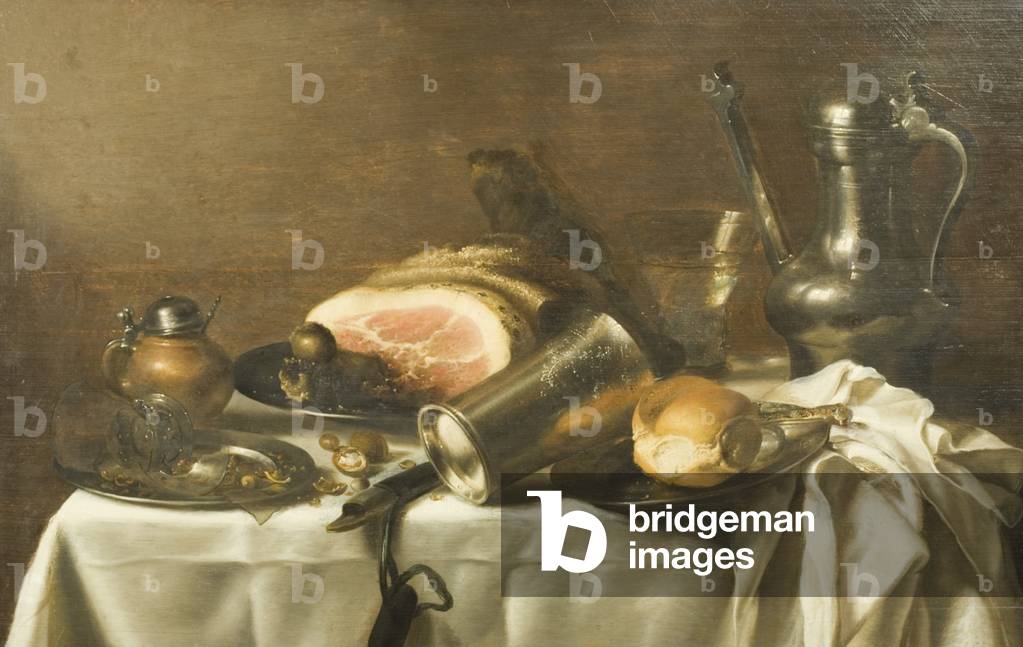 Stillleben mit Schinken (Öl auf Leinwand)