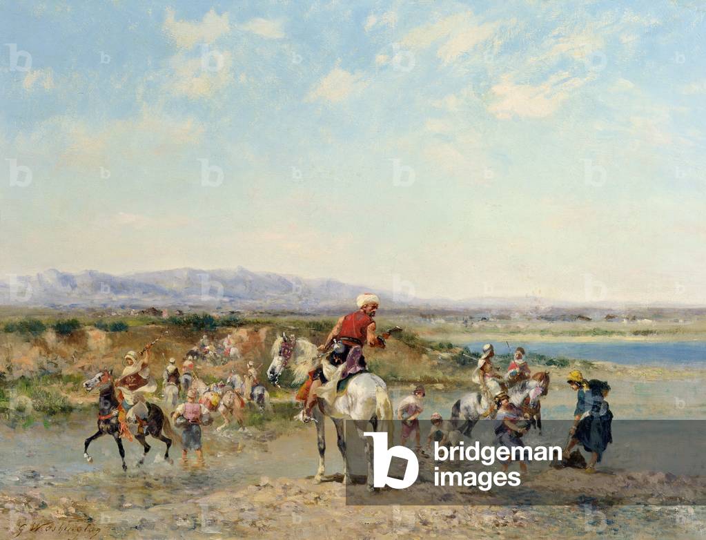 Araber in einer Oase (Öl auf Leinwand)