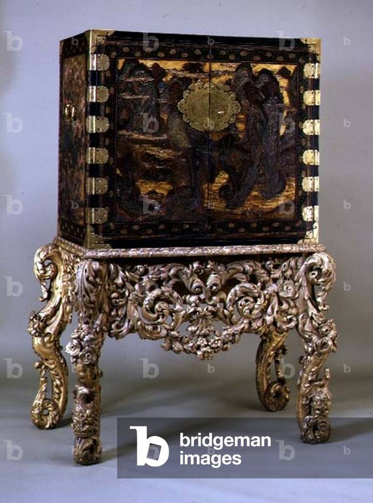 Cabinet on giltwood stand, c.1680 (cabinet)