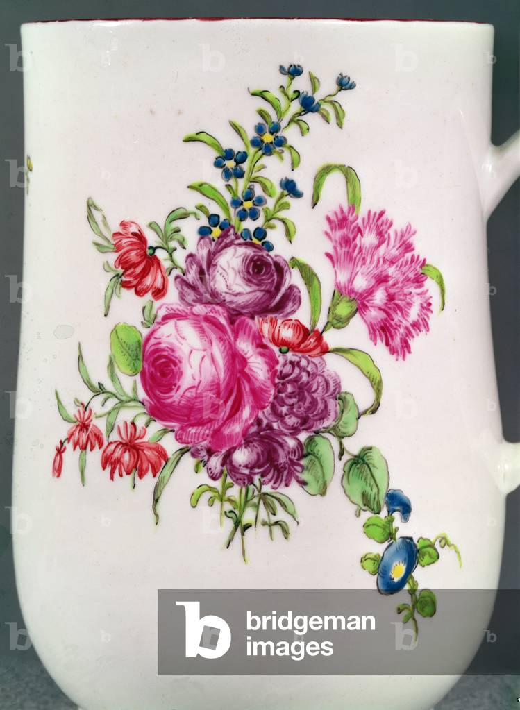 Detail of Longton Hall Trembly Rose mug decoration, c.1755 (porcelain)