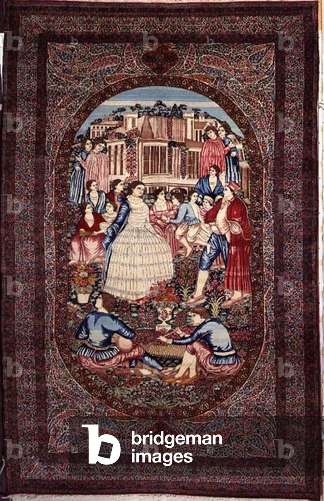 Laver Kirman pictorial carpet depicting a European court scene