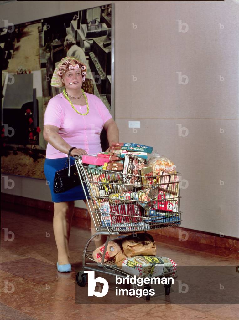 Image Of Supermarket Shopper 1970 polyester Resin Figure And Various 