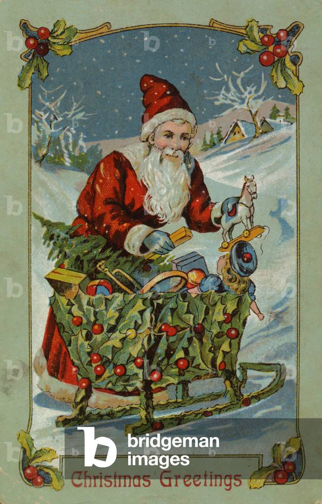 Father Christmas with Toys, Victorian Christmas card