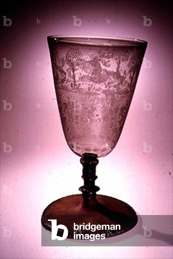 Goblet engraved by Anthony de Lisle, attributed to Giacomo Verzelini, 1577 (glass)