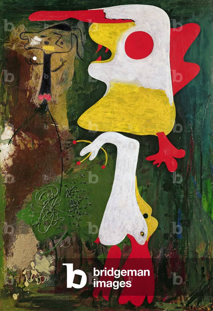 Zwei Figuren, 1935 (Öl und Collage auf Karton)