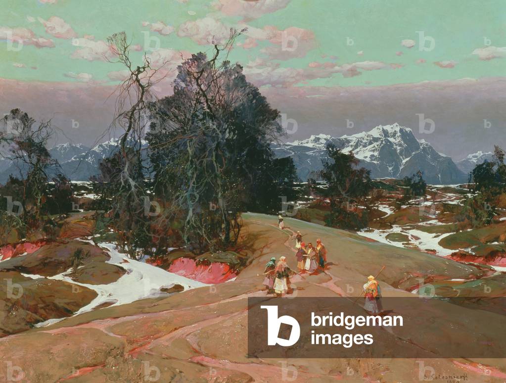 Bergszene, 1920 (Öl auf Leinwand)