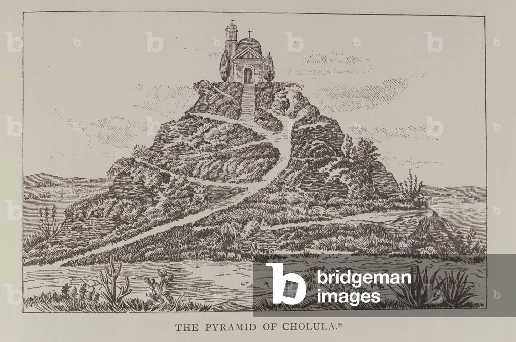 The Pyramid of Cholula, after a drawing in Cumplido's Spanish translation of Prescott's 'Mexico', from 'Narrative and Critical History of america', pub. in 1889 (engraving)