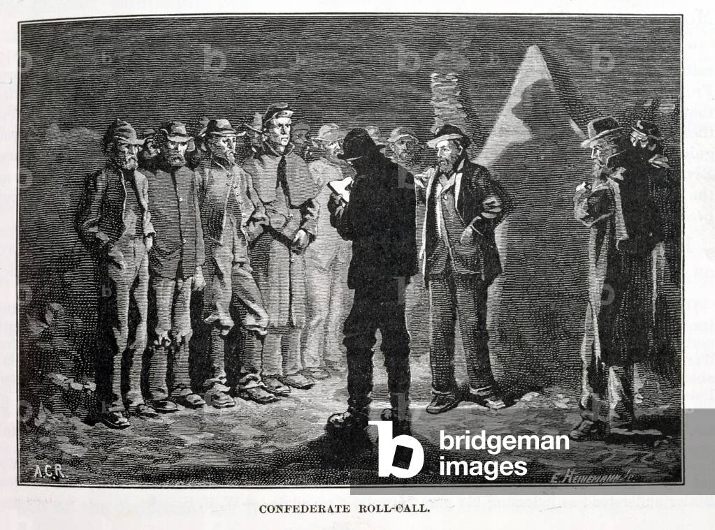 Confederate Roll-call, engraved by Ernst Heinemann (1848-1912), illustration from 'Battles and Leaders of the Civil War', edited by Robert Underwood Johnson and Clarence Clough Buel (engraving)