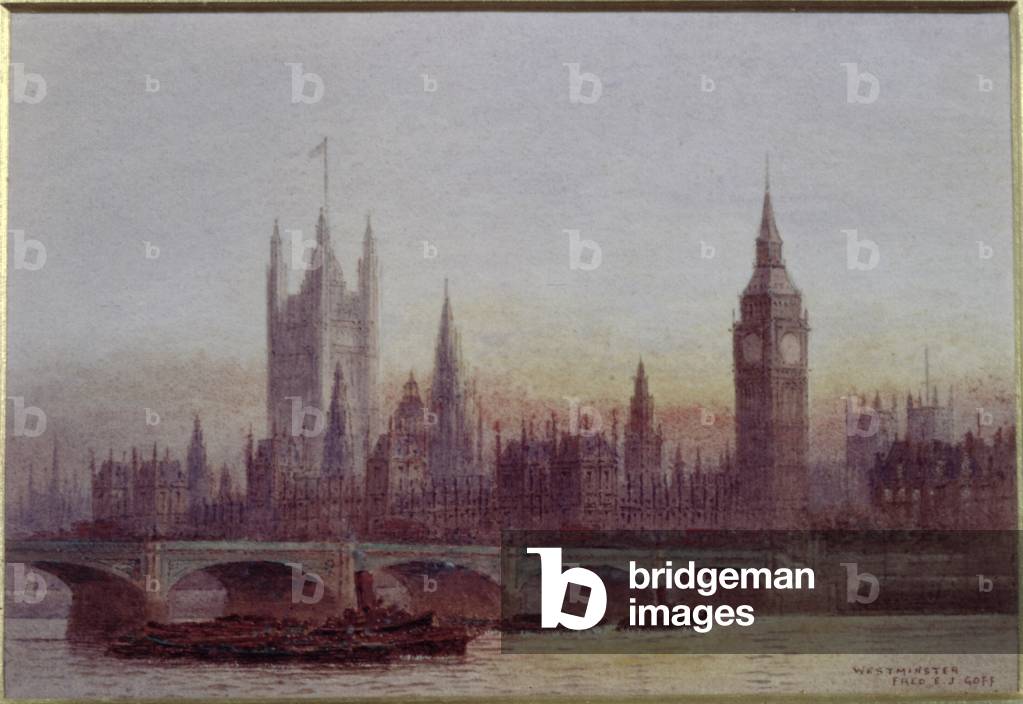 Immagine di Disegno "Westminster (w/c su carta)", 19th Secolo di Frederick E.J. Goff