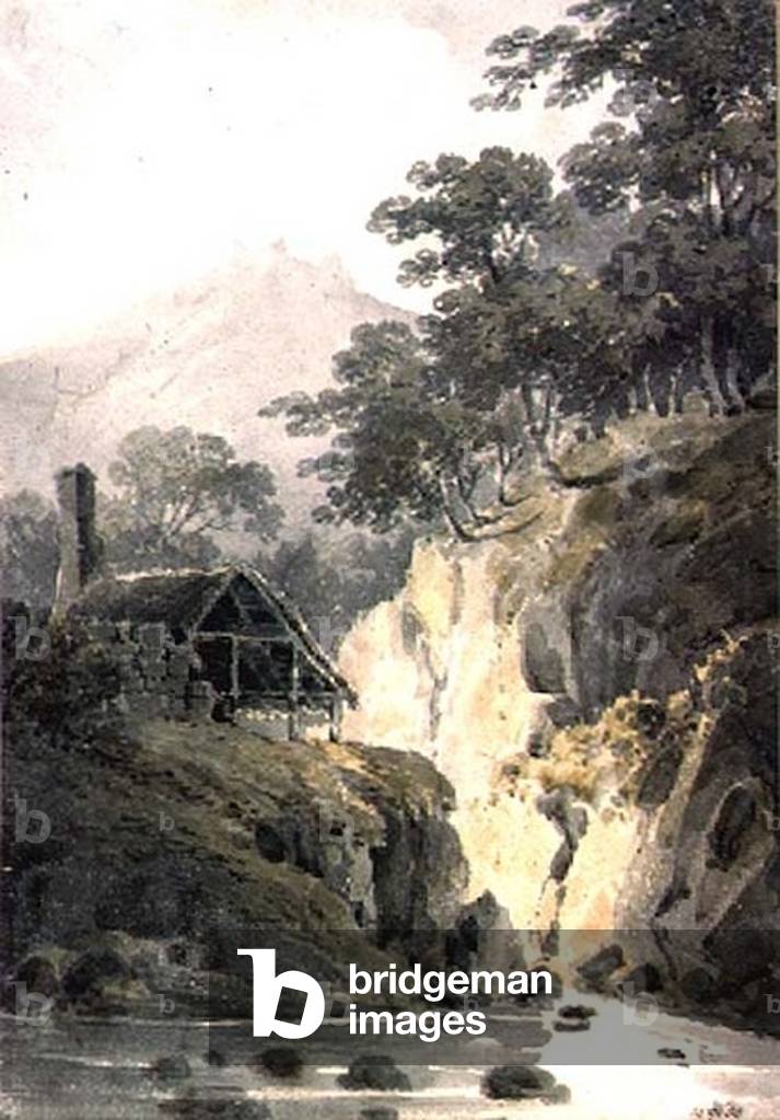 Rocky Landscape in Cornwall, with ruins of a castle in the distance