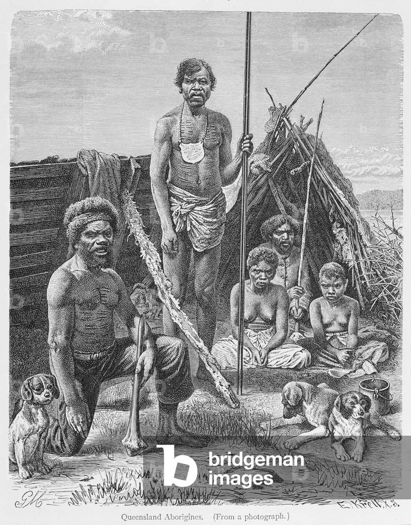 Queensland aborigines, engraved from a photograph by E. Krell, from 'The History of Mankind', Vol.1, by Prof. Friedrich Ratzel, 1896 (engraving)