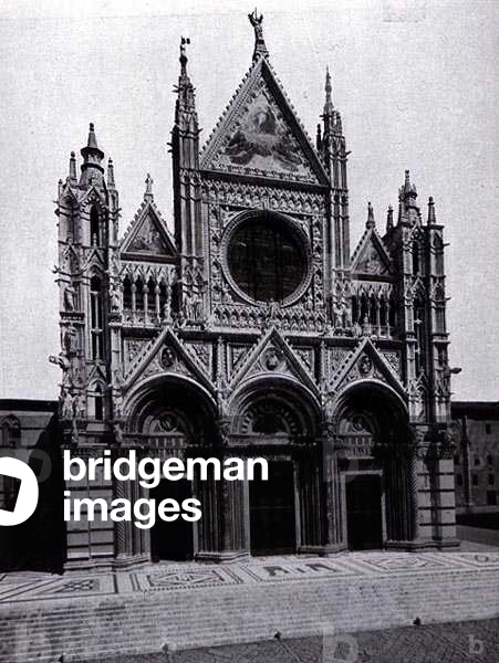 Facade of the Duomo, Siena, Italy (b/w photo)