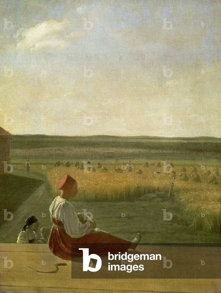 Image of Painting depicting Harvesting in Summer, 19th century by Aleksei Gavrilovich Venetsianov