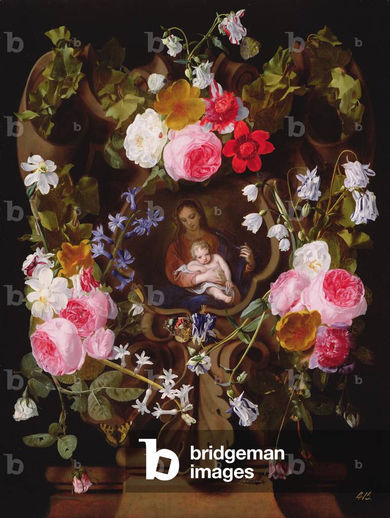 Madonna mit Kind, umgeben von einer Blumengirlande (Madonna und Kind von einer anderen Hand)