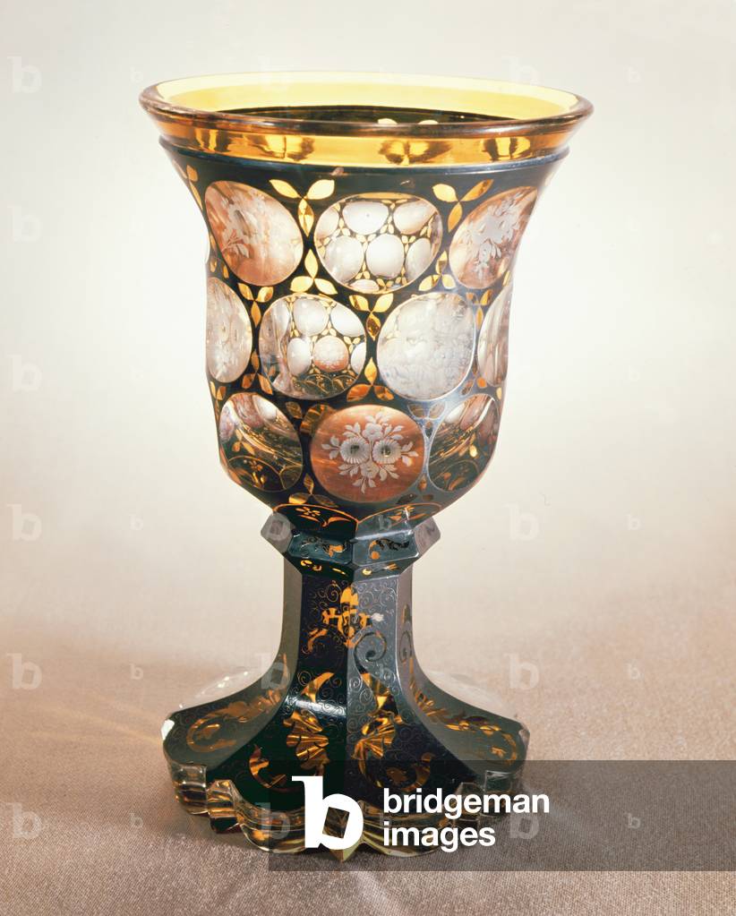 Elaborate overlay goblet, Bohemian, mid 19th century