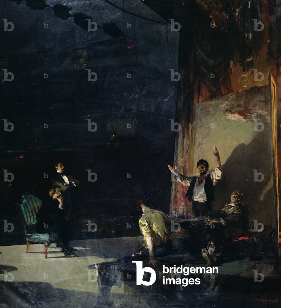 Erste Probe des Theaterspiels 'The Lower Depths' von Maxim Gorky, 1957 (Öl auf Leinwand)