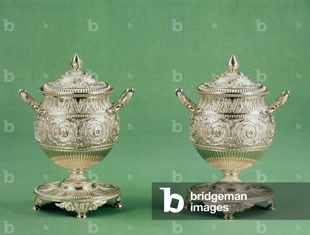 Sugar-vases, a pair, part of an ambassadorial service, made by Benjamin & James Smith, 1810-11 (silver-gilt)