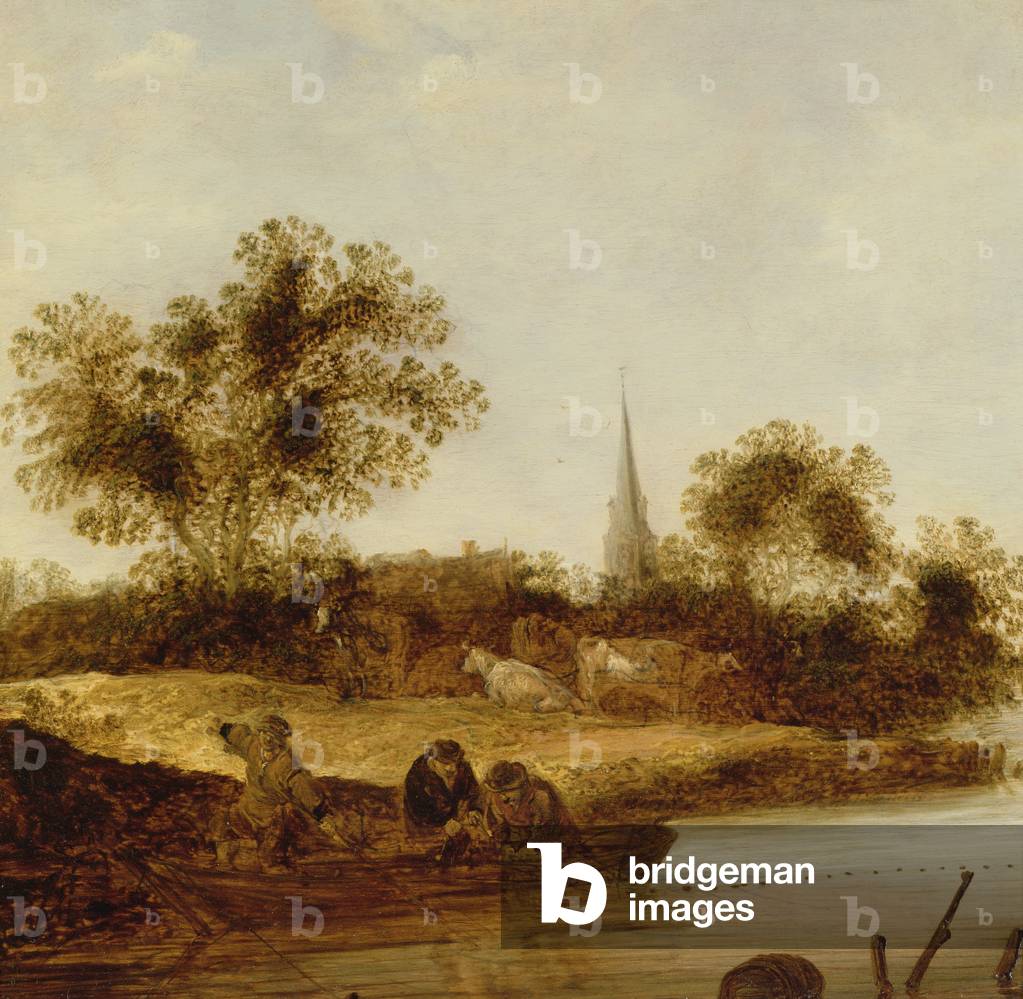 A Wooded river landscape