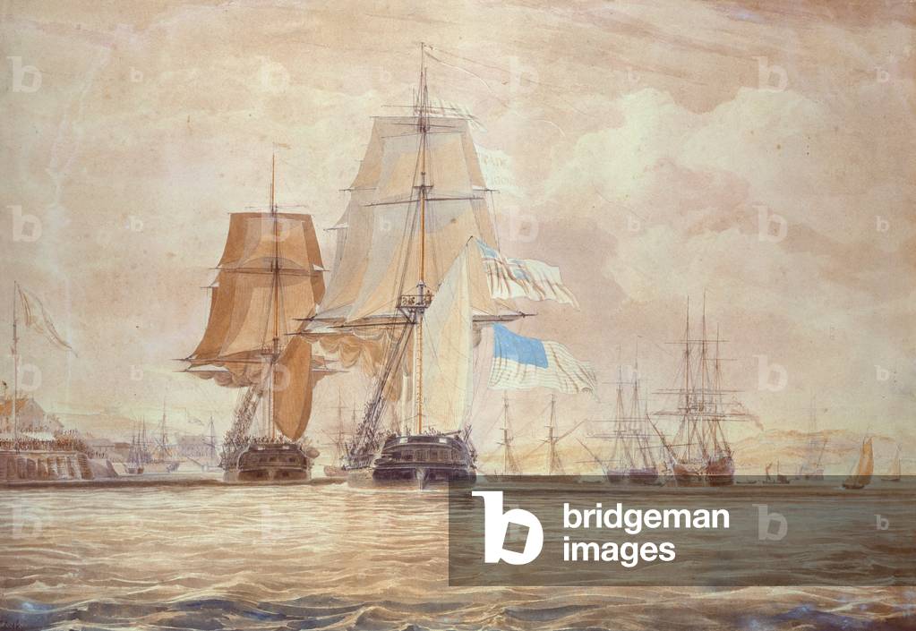 "HMS «Shannon» che conduce il «Chesapeake» nel porto di Halifax" di John Christian Schetsky