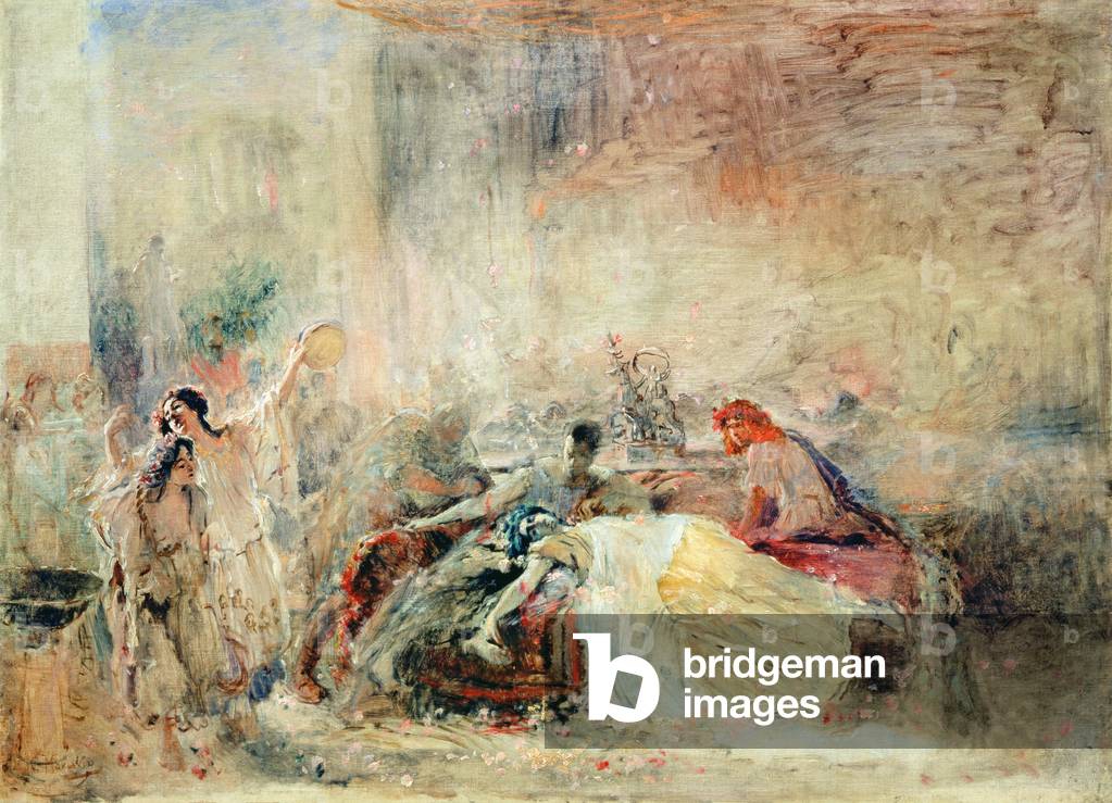 Morte di Claudio Cesare Nerone (AD 37-68) (olio su tela)