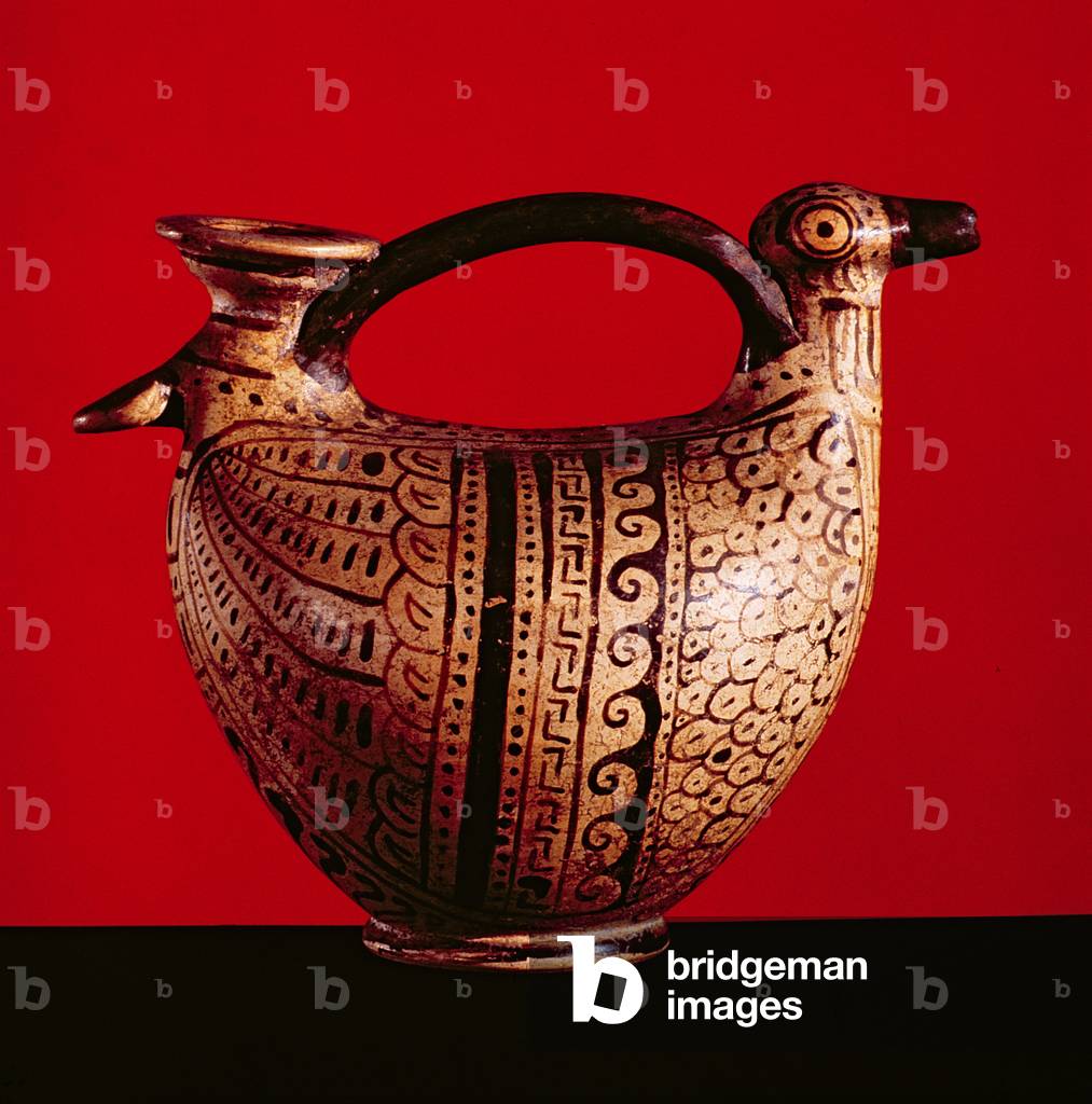 Etruscan askos in the shape of a duck (pottery)