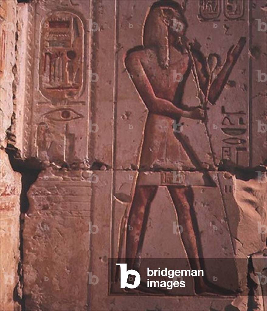 Pharaoh, stone relief from the temple of Ramesses II, c.1298 BC (photo)