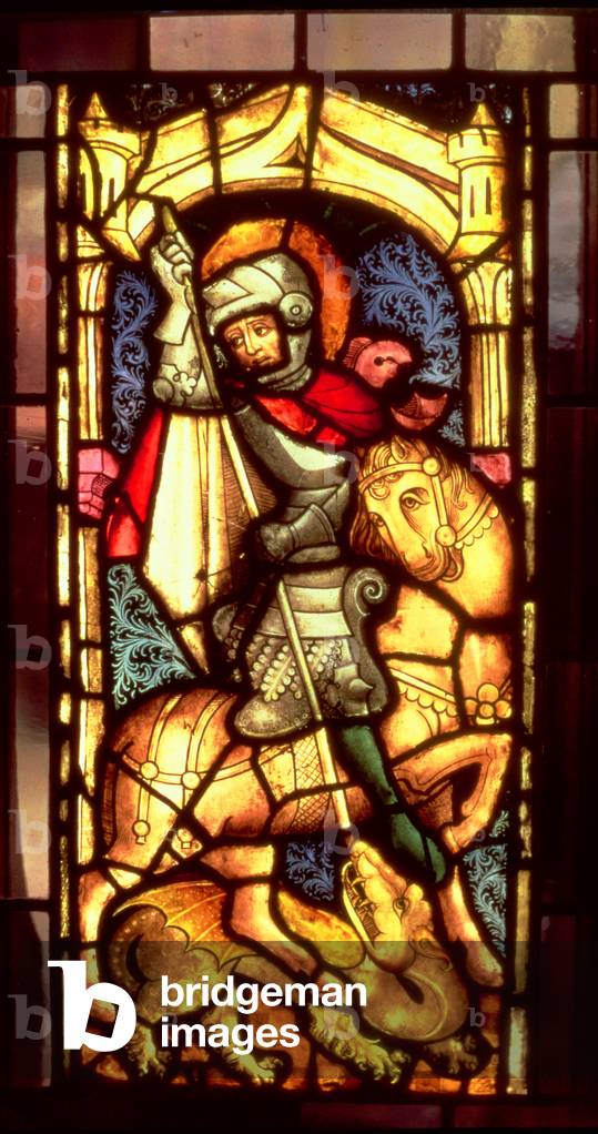 Stained Glass Window Depicting St. George and the Dragon from Cologne, c.1300