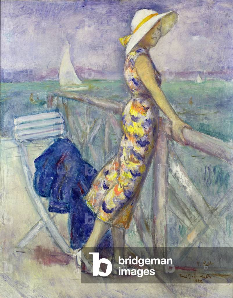Lady on the Pier at Lake Balaton, 1932 (oil on canvas)