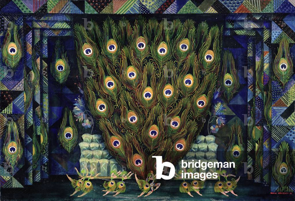 Bild von Gemälde "Bühnenbild für Pugnis Ballett 'Das kleine Buckelpferde'", 1999 von Boris Asafovich Messerer