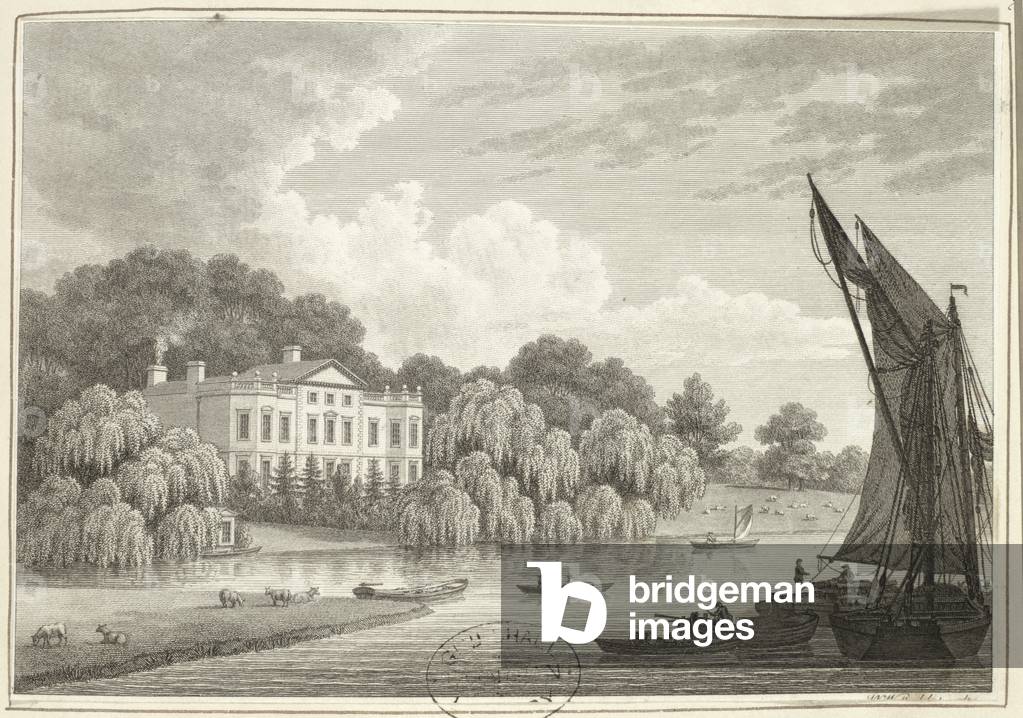 Country House with Lake and Boats (print)