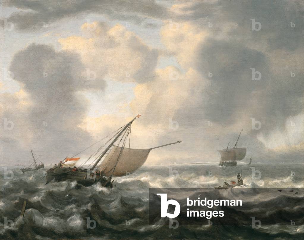 "Navi su un mare agitato", C17th Secolo di Hendrik van Anthonissen