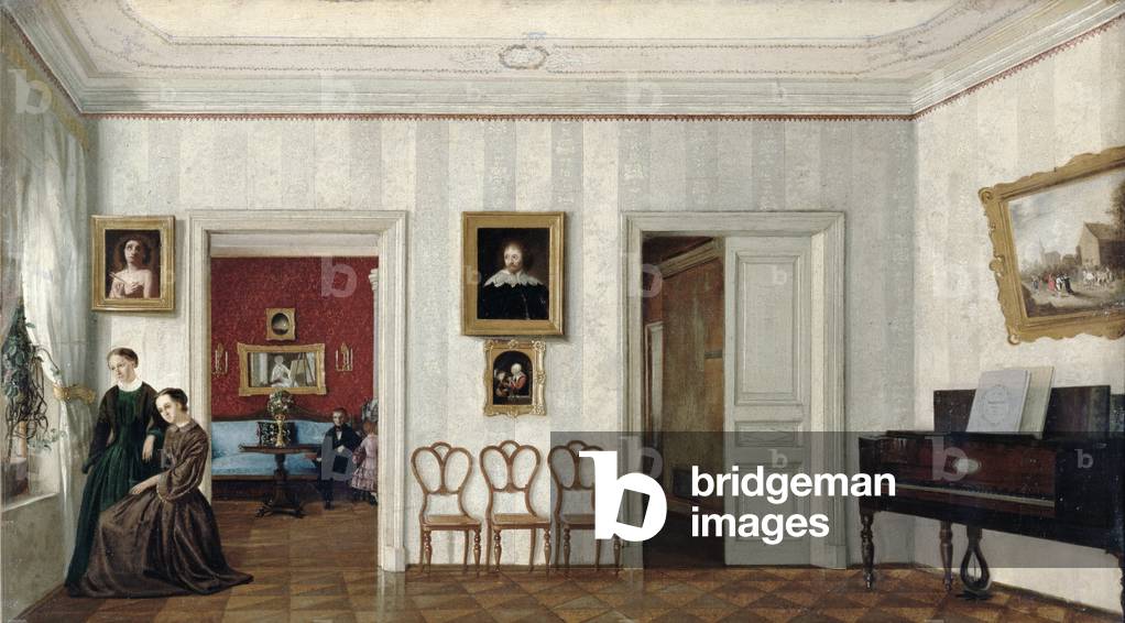 La petite salle avec le piano (huile sur toile)