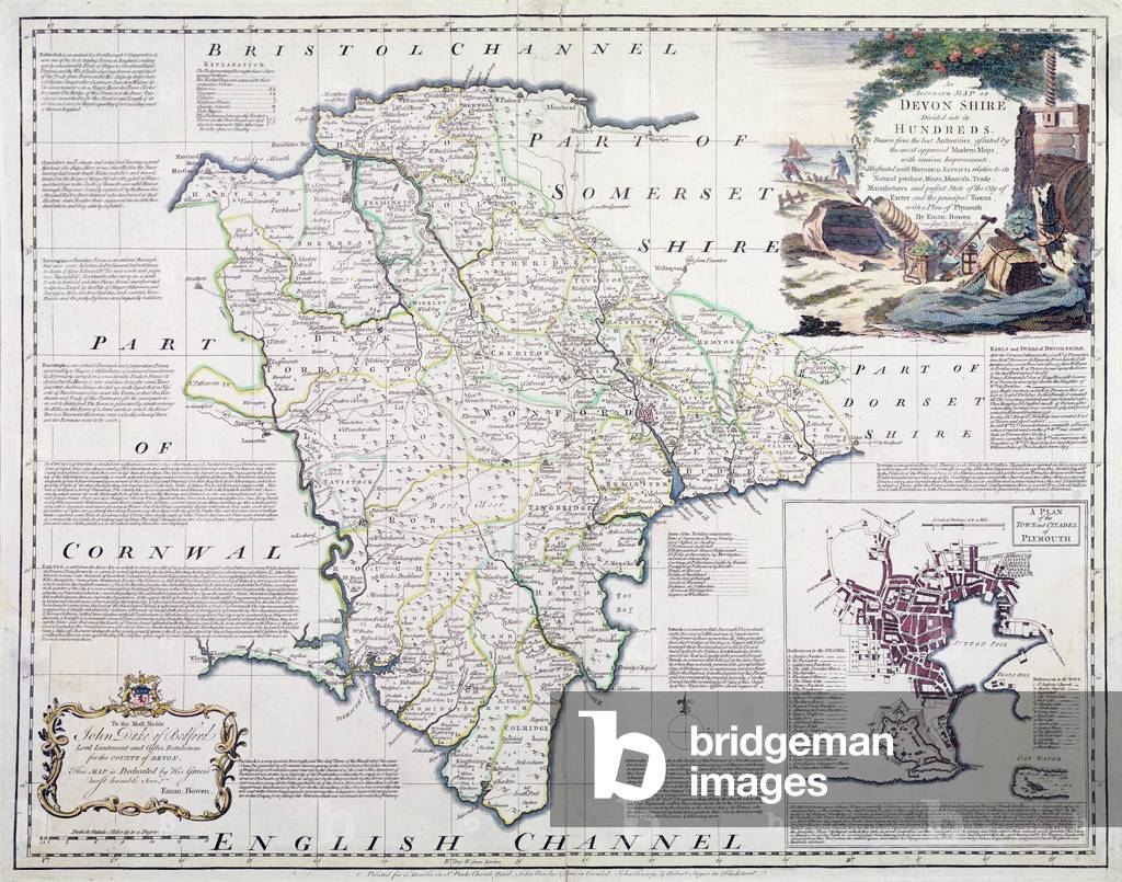 Map of Devonshire, published by Bowles, Tinney and Sayer, London, c.1777 (hand coloured copper plate engraving)