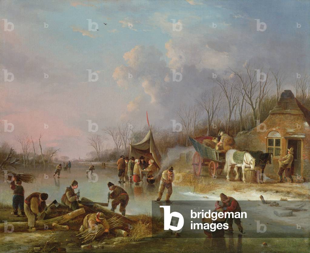Dutch Peasants on a frozen river
